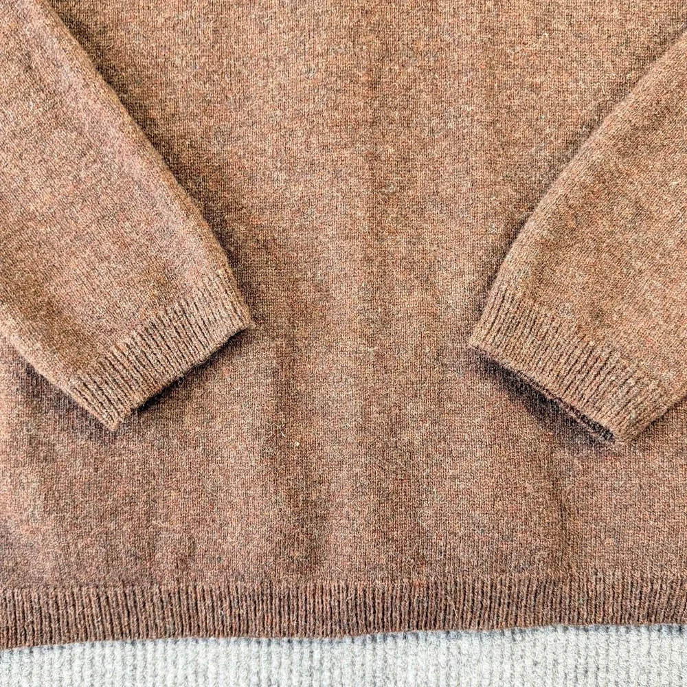 Vintage Eddie Bauer Sweater Mens LT Brown Wool Cardigan Suede Elbow Patches USA